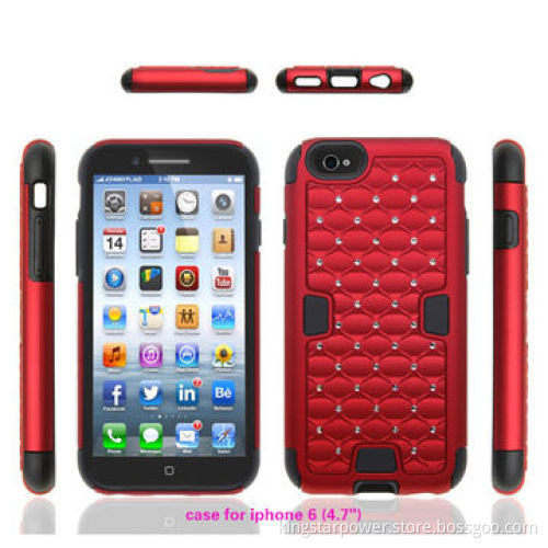 Crystal Diamond Hybrid Phone Case for iPhone 6 & iPhone 6 Plus, Rhinestone Studded, PC+SiliconeNew